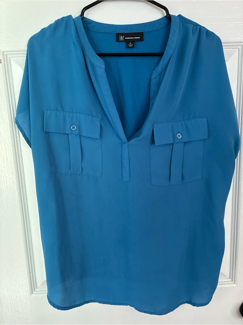 INC International Concepts Blue Utility Blouse XL